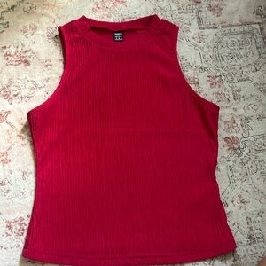 Red Ribbed Tank